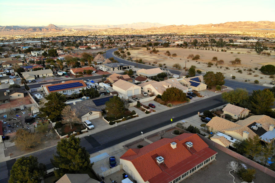 The aerial view of the streets and residential area of Henderson, Nevada, December 29, 2018. Photo credit: Khairil Azhar Junos / Shutterstock.com, licensed.