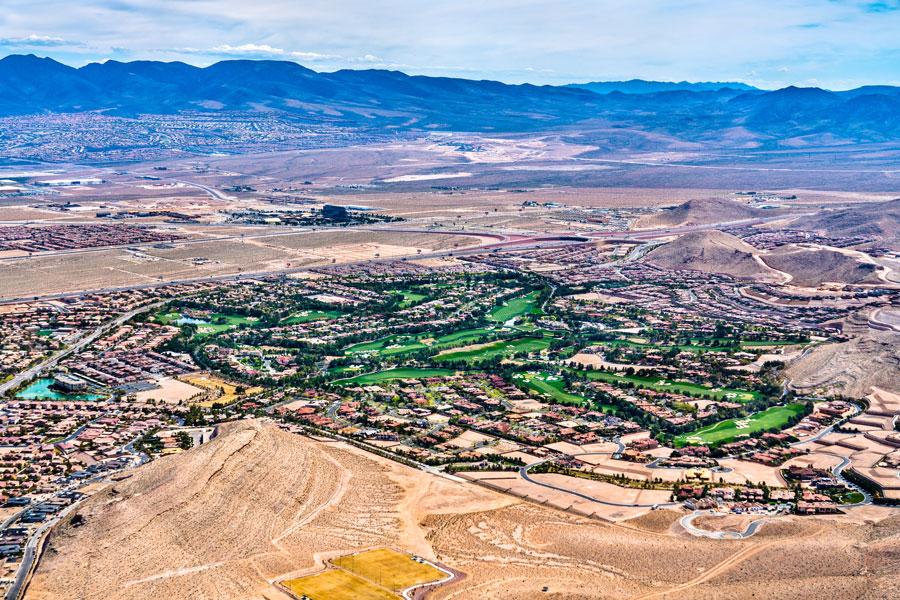 An aerial view of the Southern Highlands community near Las Vegas in Nevada, Photo credit ShutterStock.com, licensed.