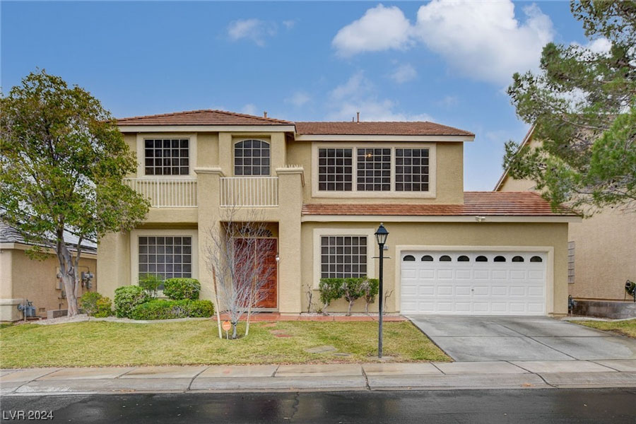 A typical area home on Rustling Leaves Lane within the Spring Mountain Ranch community is shown for sale on the Multiple Listing Service of Las Vegas. List price $595.000. Photo credit: Las Vegas MLS. 