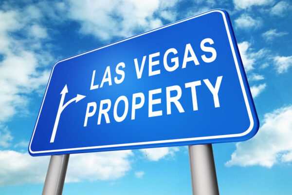 Las Vegas Real Estate Sign Depicts Houses And Homes In Nevada. Property Purchases And Development Sales - 3d Illustration